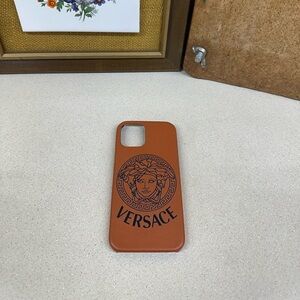 Versace Tan Phone Case with Iconic Logo Reproduction IPhone 12